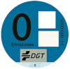 etiqueta ambiental cero emisiones azul. pegatina conatminacion madrid